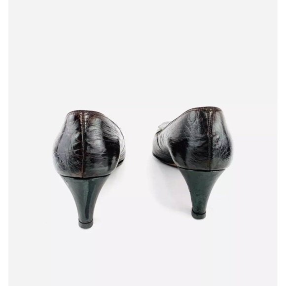 Vintage 1950's-60's SEYMOUR Troy TROYLINGS Alligator Pumps ~ 7 Narrow Brown - Picture 7 of 11